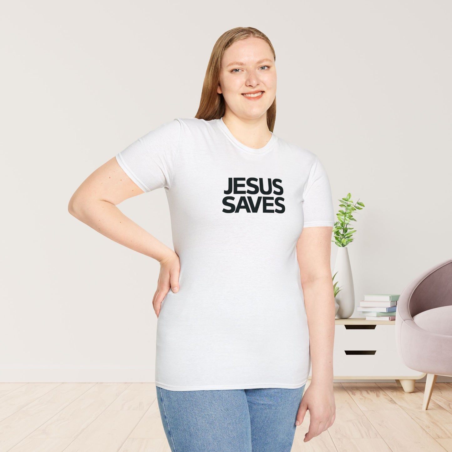 Unisex Jesus Saves Softstyle T-shirt - Acts 4:12 Bible Verse Christian Shirt