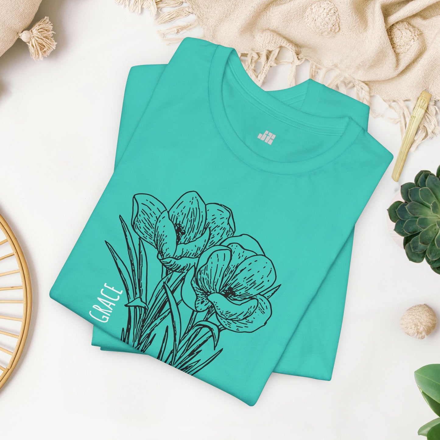 Spring Grow in Grace Soft Cotton Tee - Bible Verse T-shirt