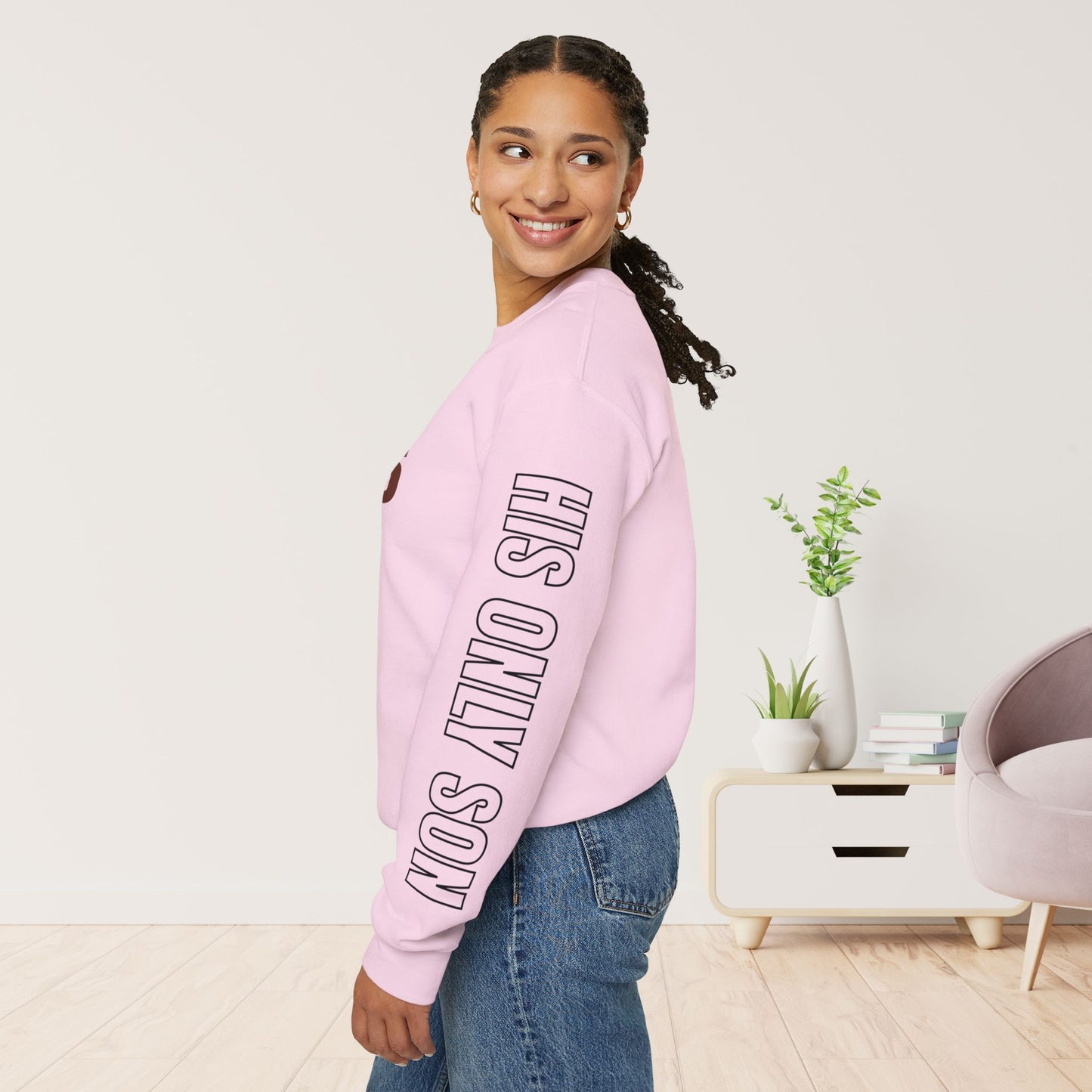 Pink His Only Son John 3:16 Bible Verse Christian Sweatshirt