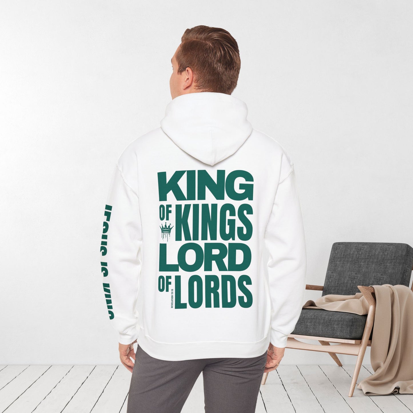 Jesus is King Hoodie - Revelation 19:16 Bible Verse Christian Hoodie