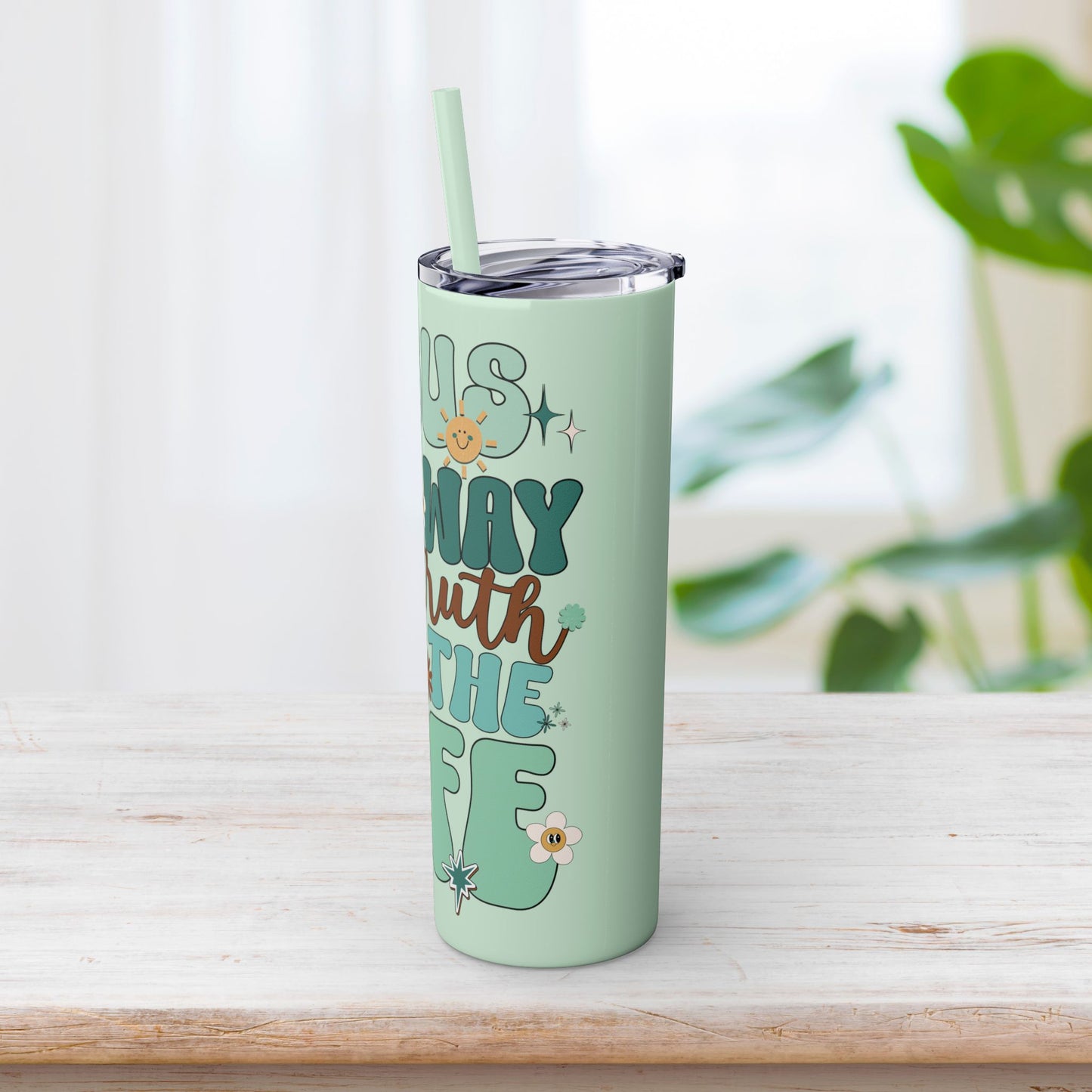 Jesus is The Way The Truth and The Life Skinny Tumbler with Straw - 20oz