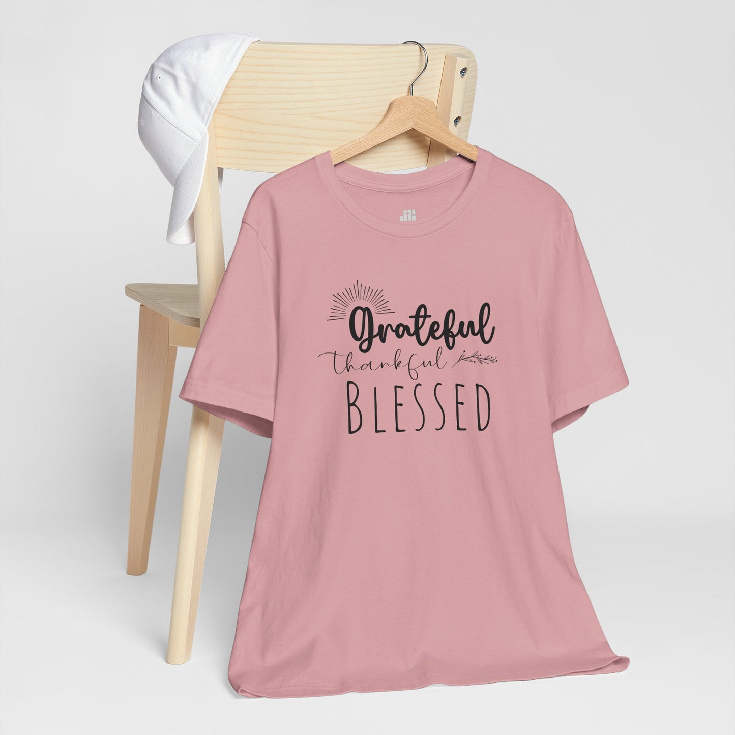 Grateful Thankful Blessed Soft Cotton Tee - Christian T-shirt