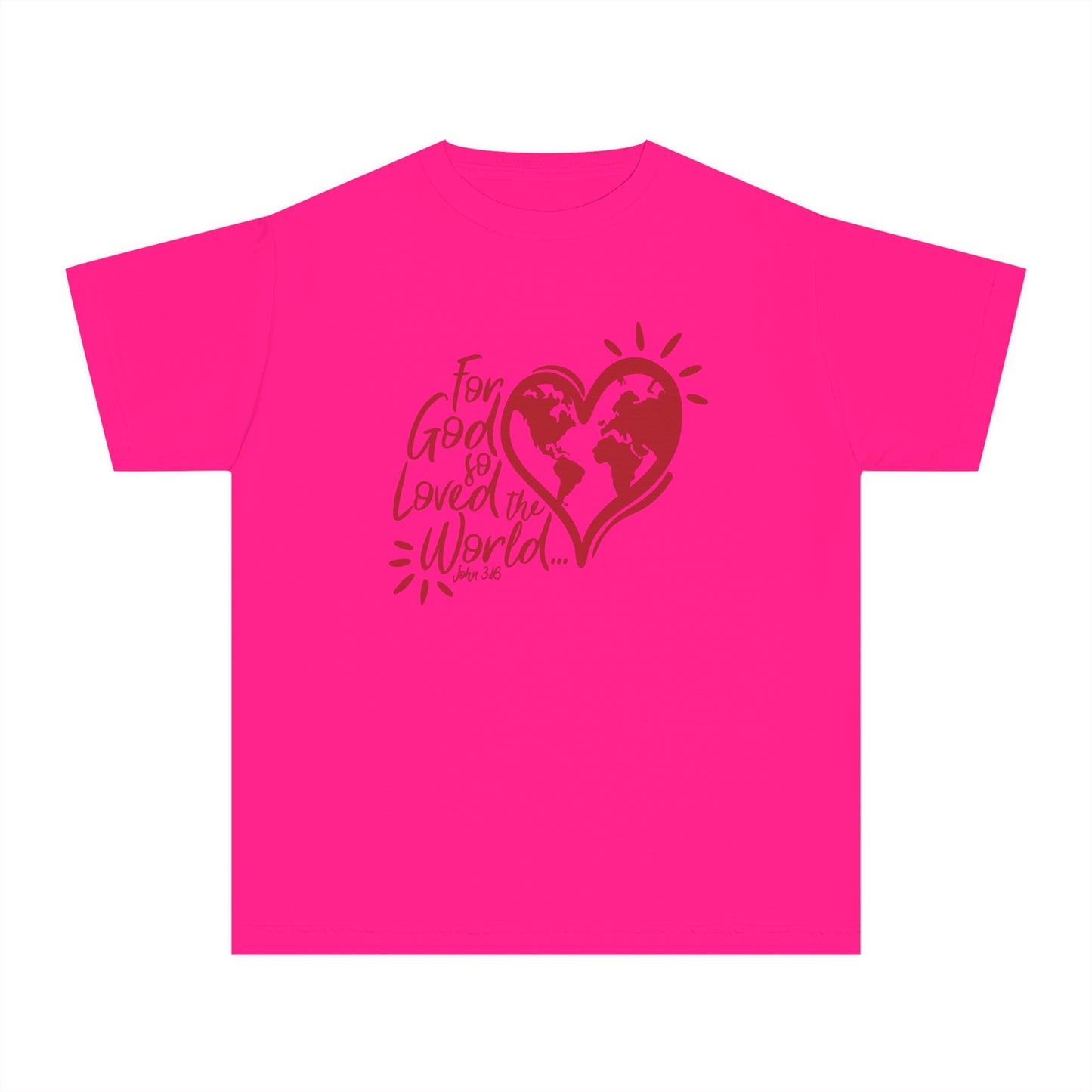 For God So Loved The World Comfort Colors Youth Christian Tee