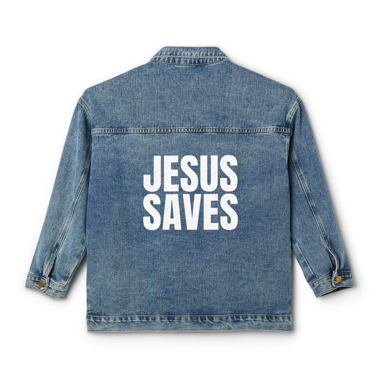 Jesus Saves Women's Denim Jacket - Christian Denim Jacket