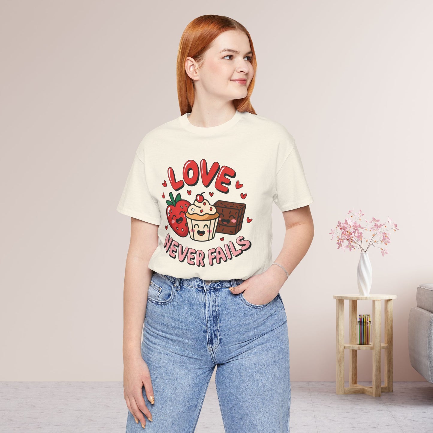 Love Never Fails Soft Cotton Tee - Christian Shirt