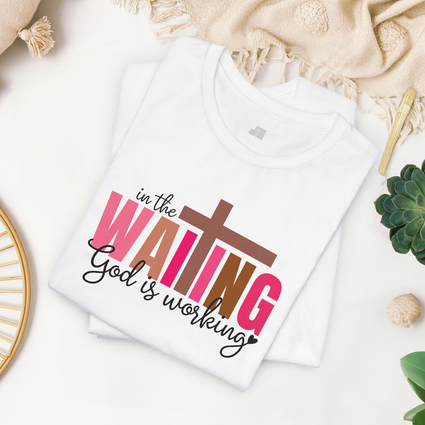 Pink In the Waiting God is Working Christian Soft Cotton Tee