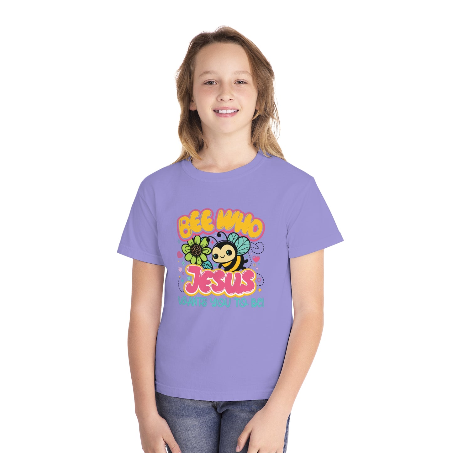 Bee Who Jesus Wants You to Be Comfort Colors Youth Christian Shirt