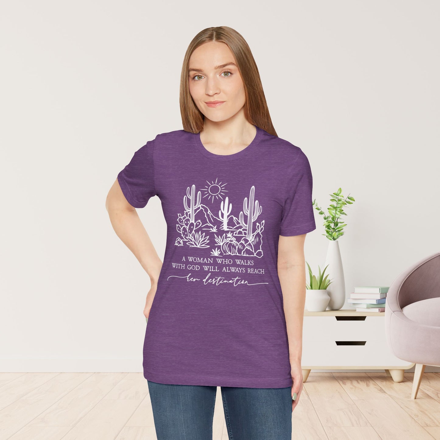 A Woman Who Walks With God Will Always Reach Her Destination Soft Cotton Tee - Christian Tee