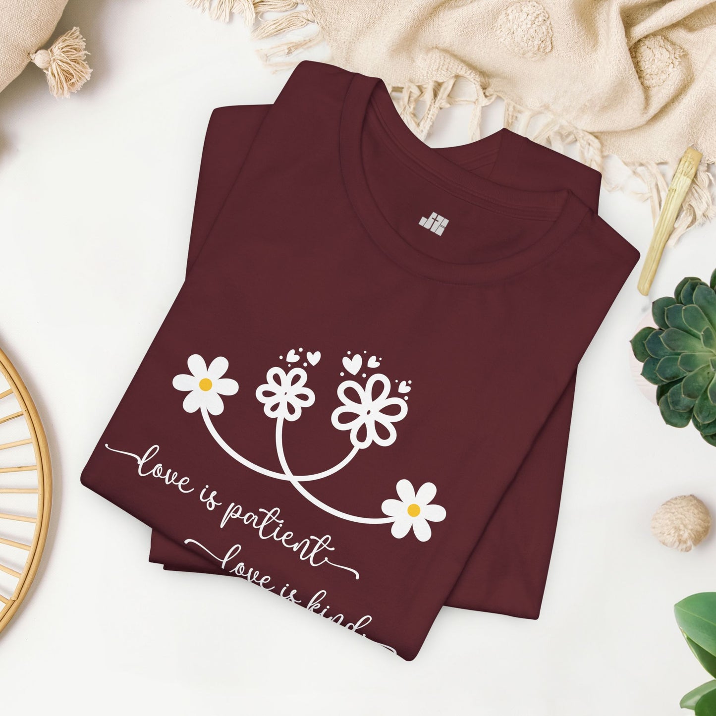 Love is Patient Love is Kind Bible Verse Soft Cotton Tee - Christian Shirt