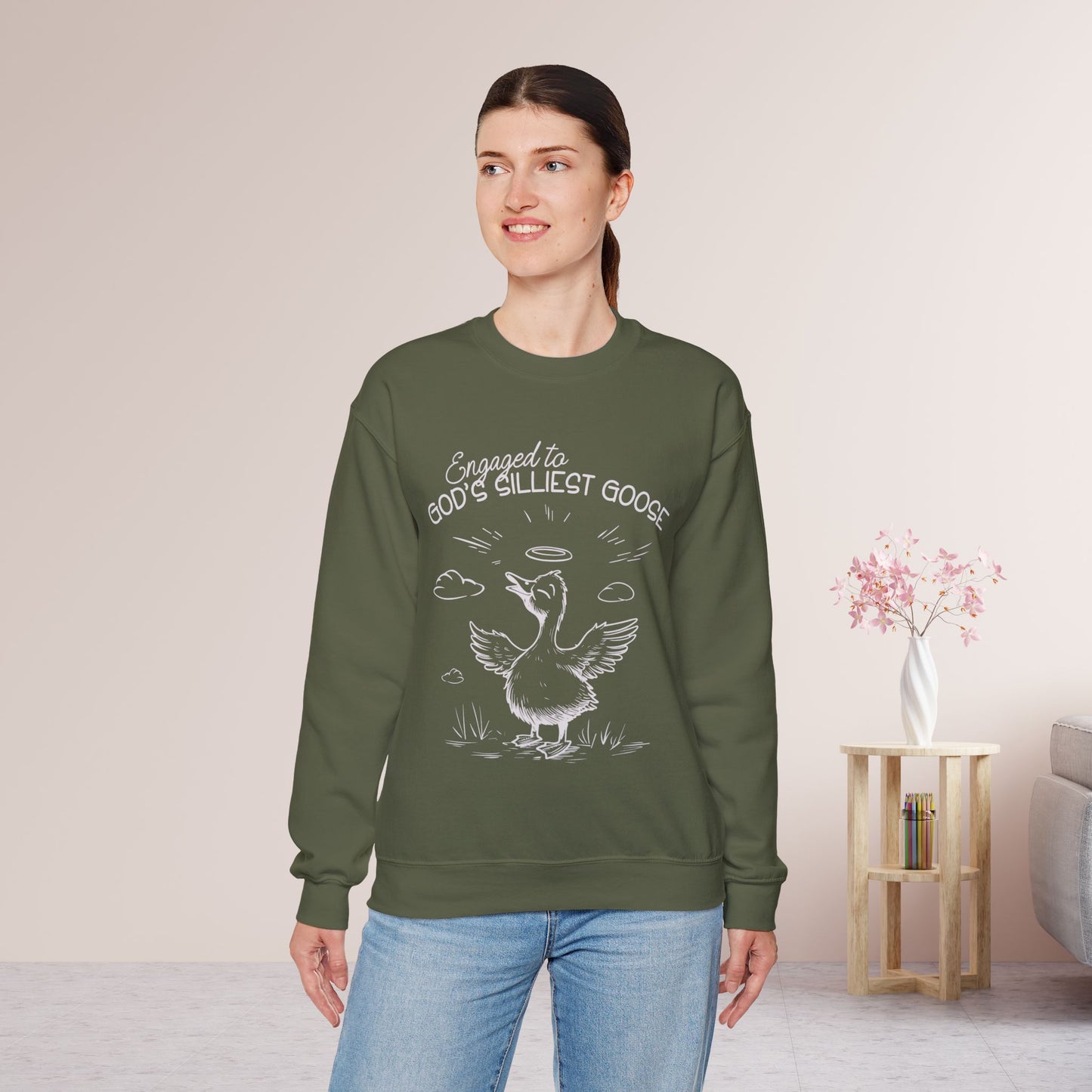 Engaged to God's Silliest Goose Sweatshirt - Christian Crewneck Pullover