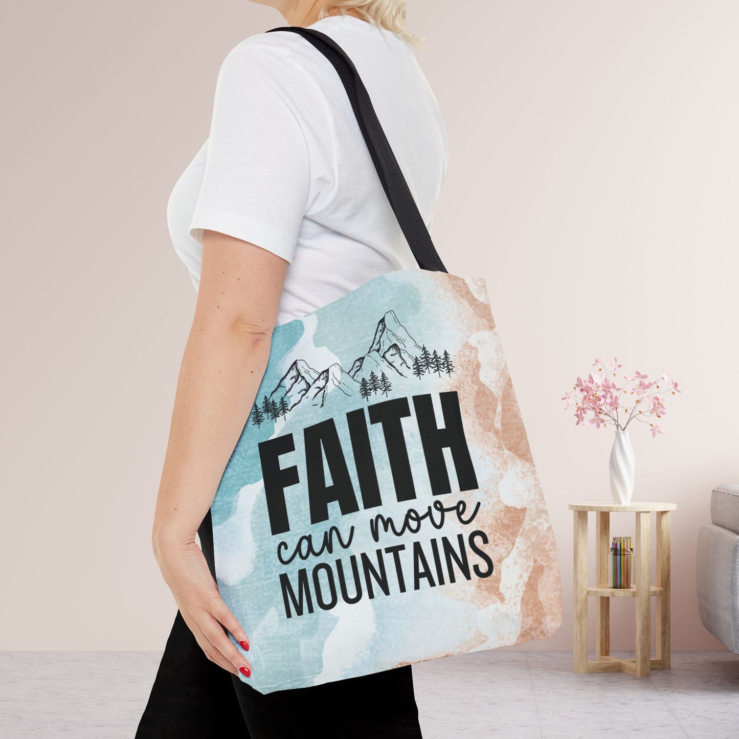 Faith Can Move Mountains Tote Bag - Christian Tote Bag