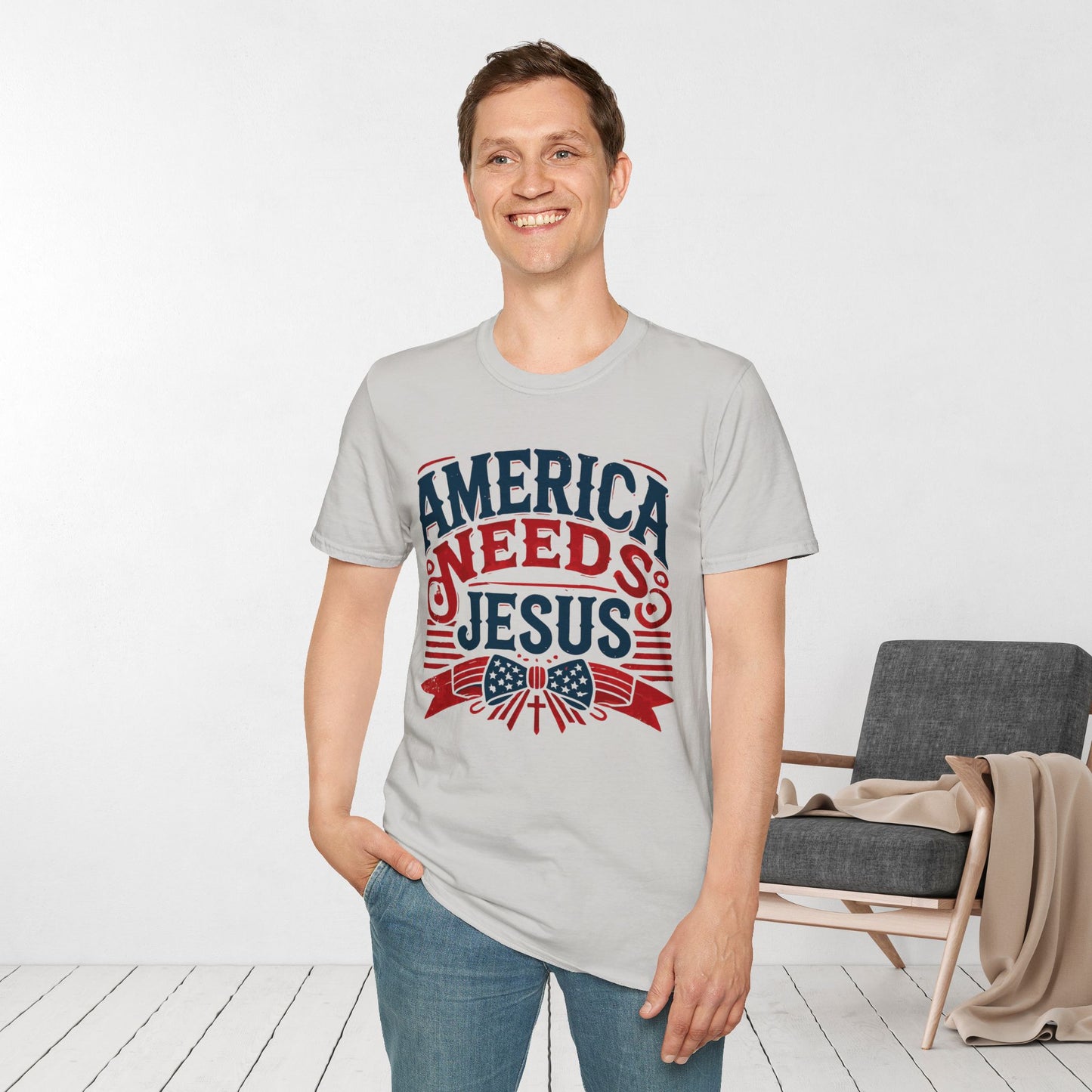 America Needs Jesus Softstyle T-shirt