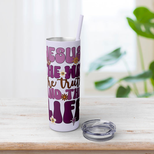 Jesus is The Way The Truth and The Life Skinny Tumbler with Straw - 20oz