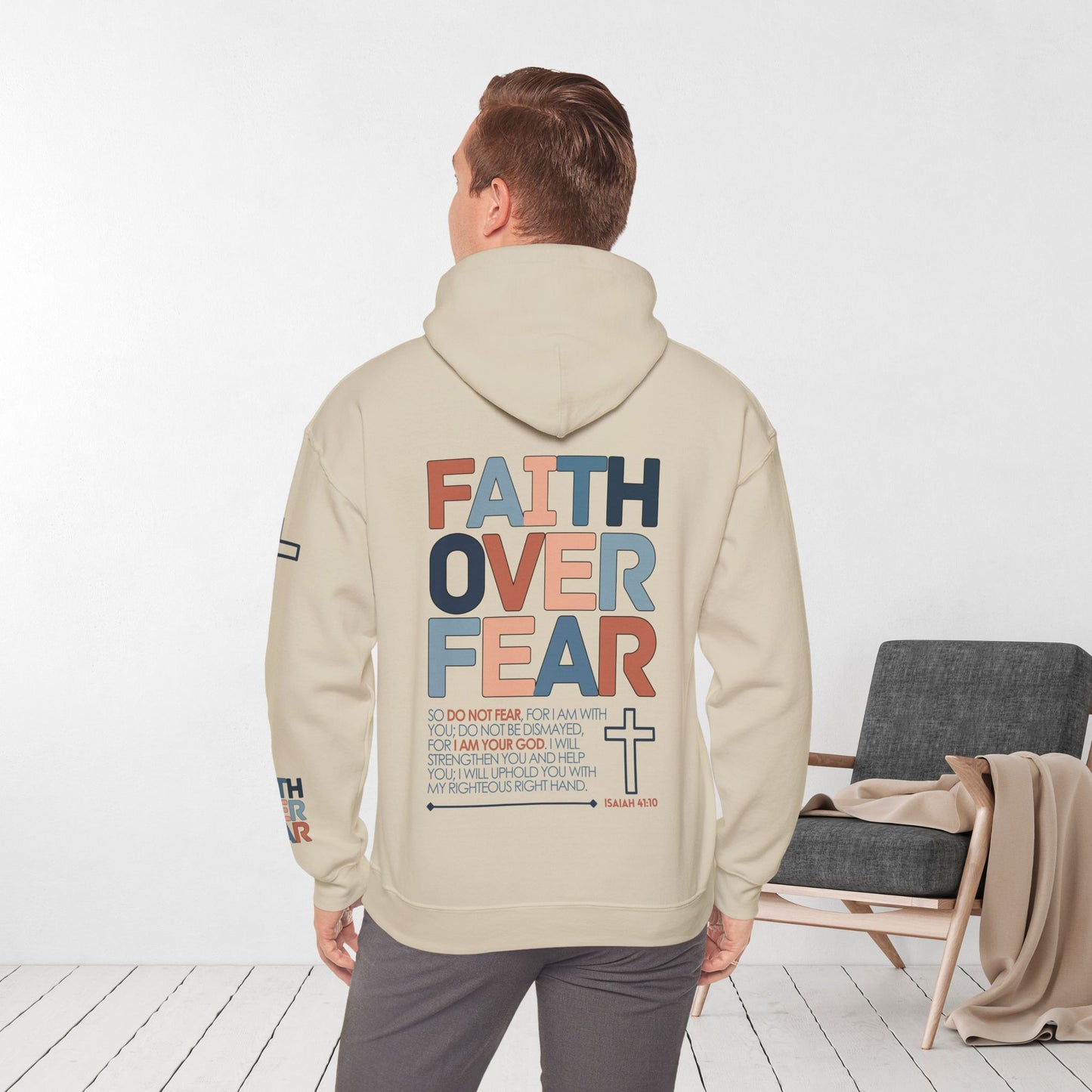 Faith Over Fear Hoodie - Isaiah 41:10 Bible Verse Christian Hoodie