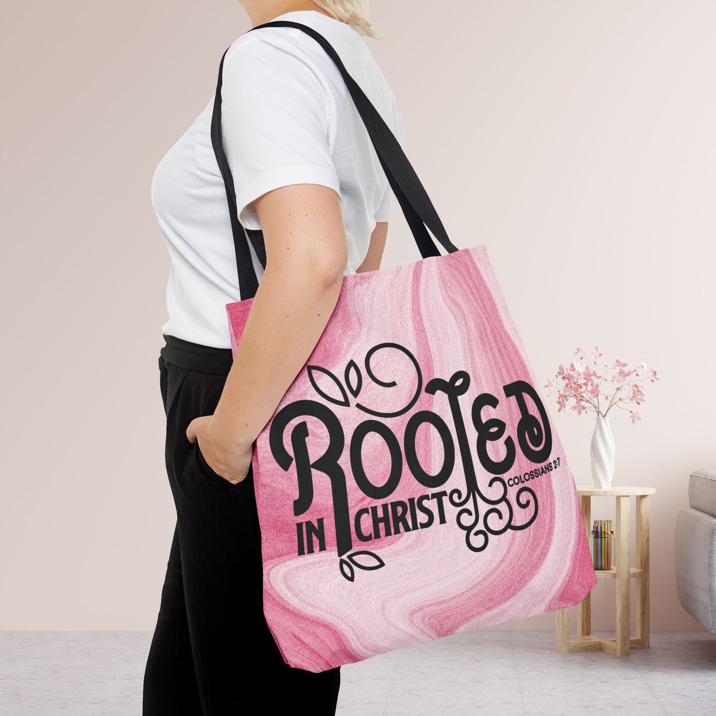 Rooted in Christ Tote Bag - Christian Tote Bag