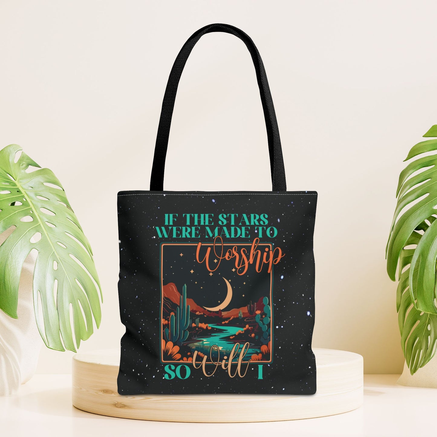 If The Stars Were Made To Worship So Will I Tote Bag - Christian Tote Bag - 16"