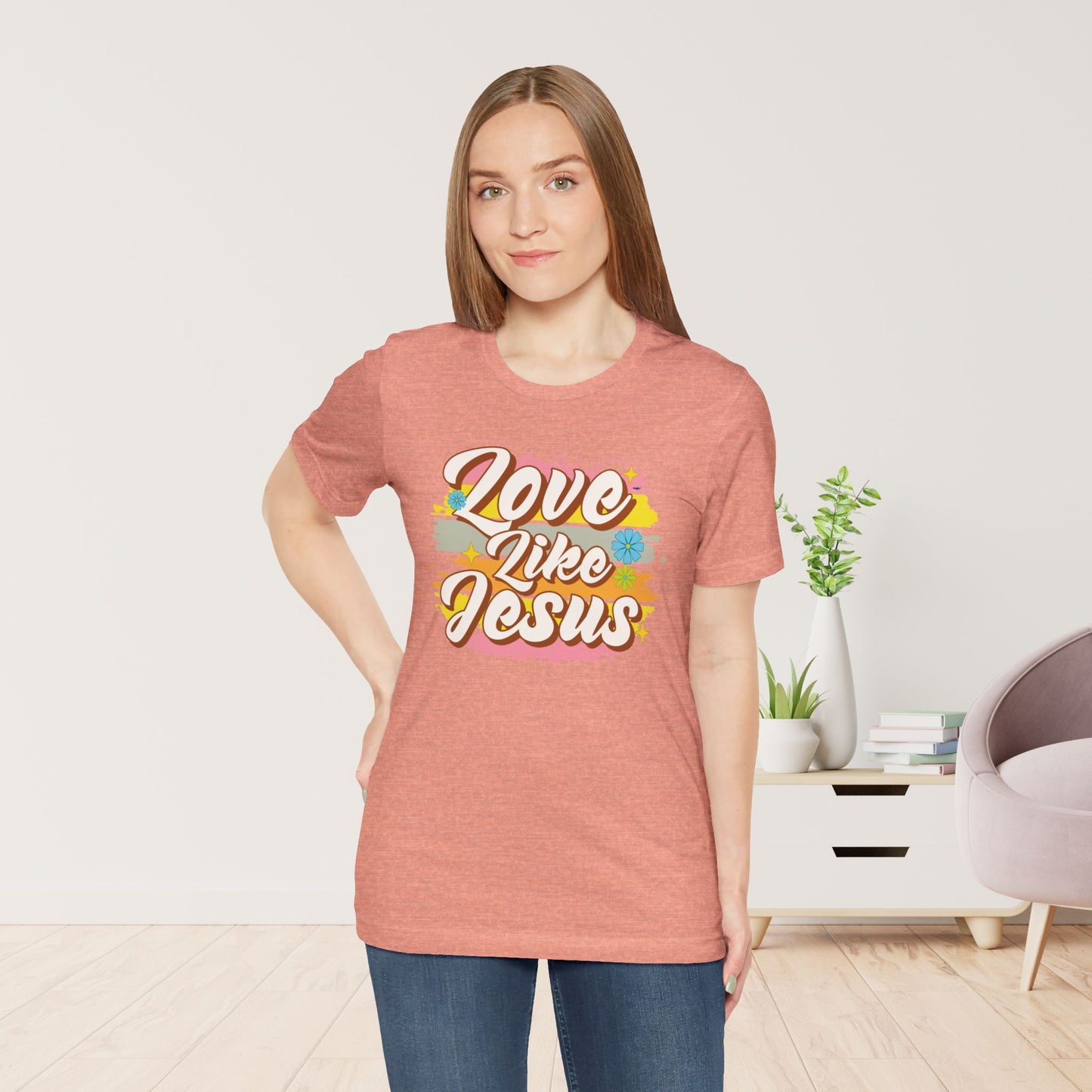 Groovy Love Like Jesus Soft Cotton Tee - Christian Shirt