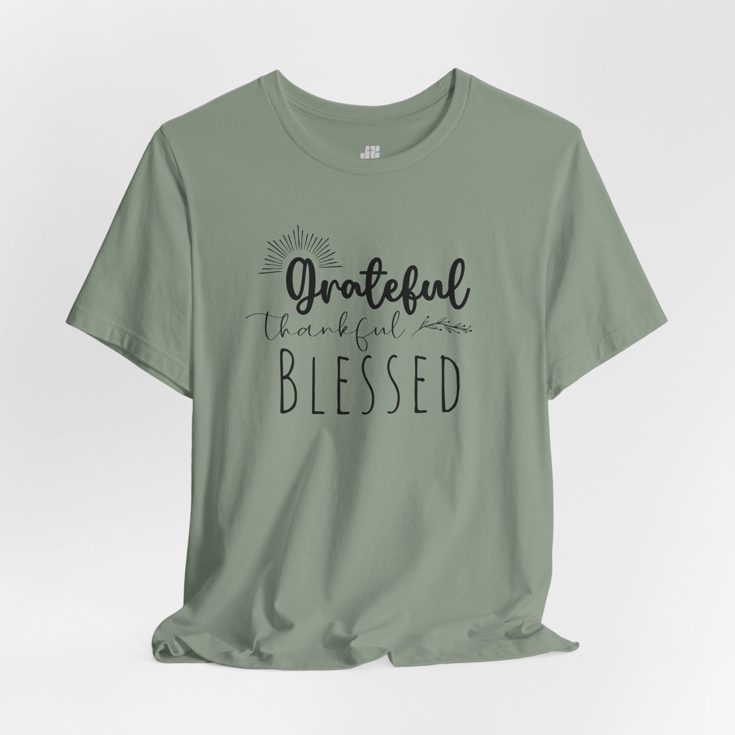 Grateful Thankful Blessed Soft Cotton Tee - Christian T-shirt