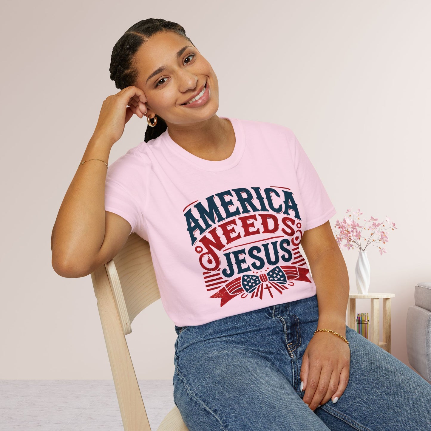 America Needs Jesus Softstyle T-shirt