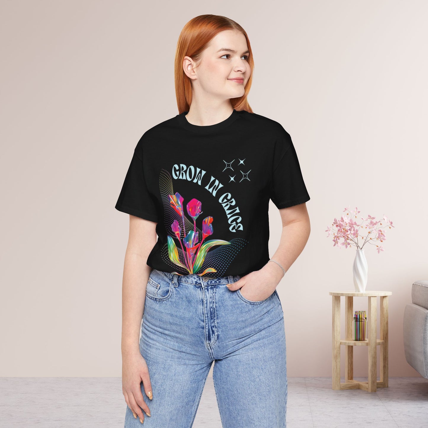 Trendy Grow in Grace Soft Cotton Tee - Bible Verse T-shirt