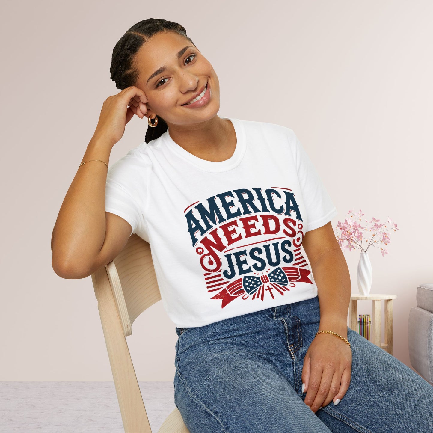 America Needs Jesus Softstyle T-shirt