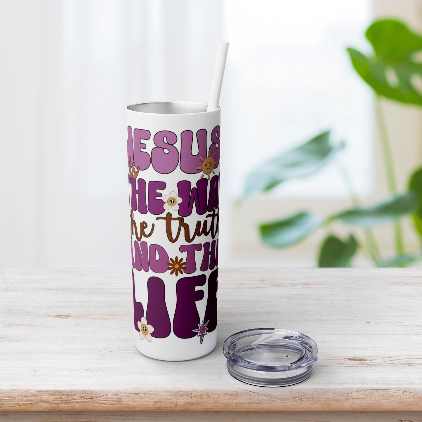 Jesus is The Way The Truth and The Life Skinny Tumbler with Straw - 20oz