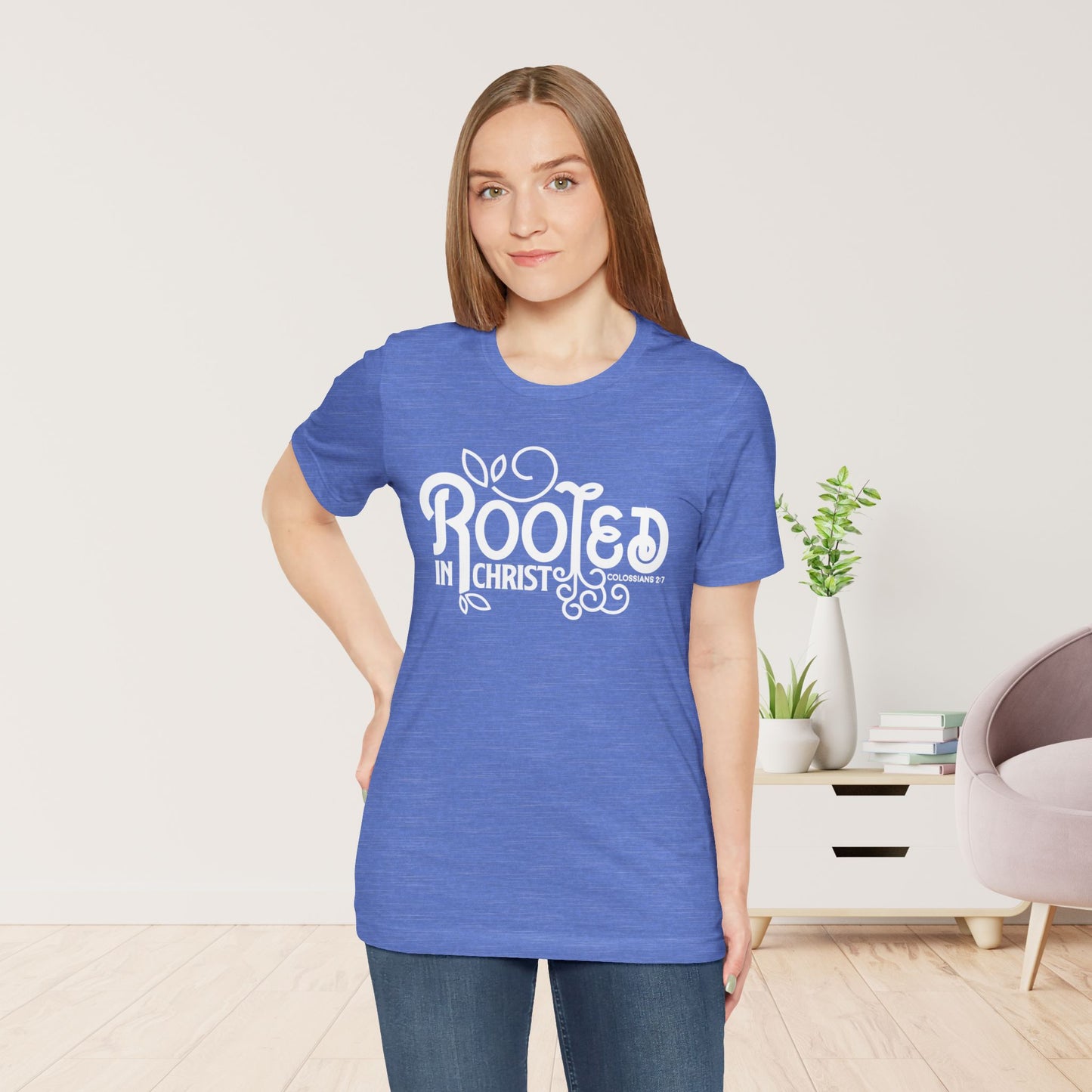 Rooted in Christ Shirt - Bible Verse Christian Soft Cotton Tee