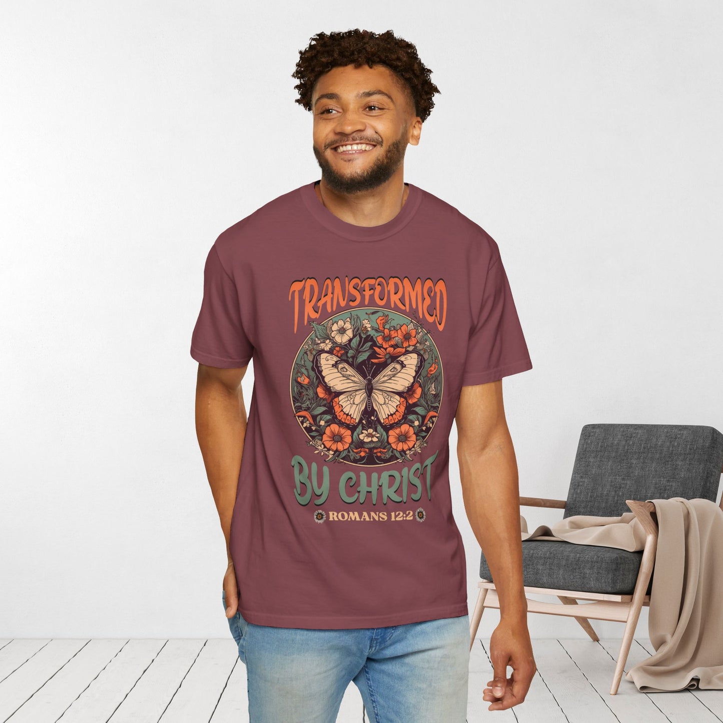 Transformed by Christ Comfort Colors Christian Shirt