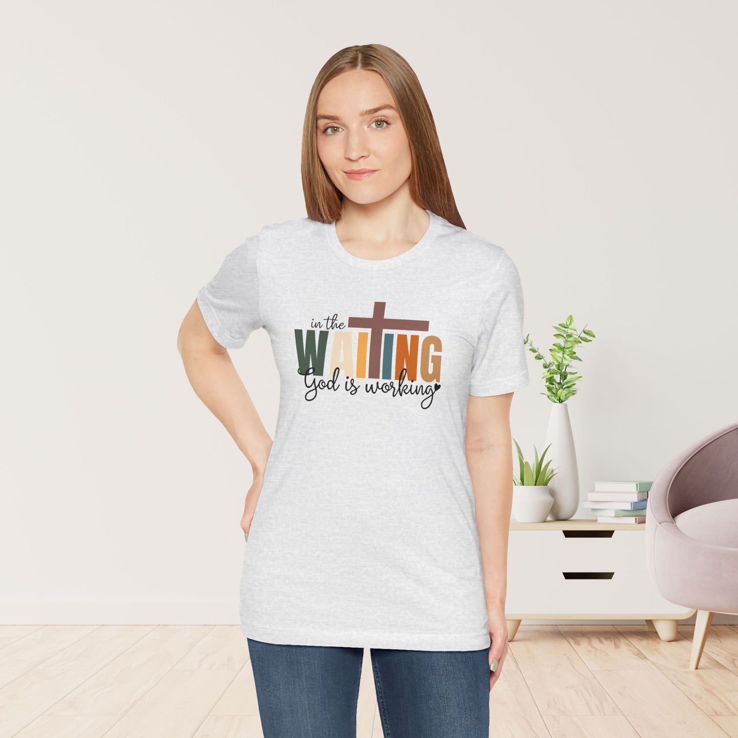 In the Waiting God is Working Christian Soft Cotton Tee