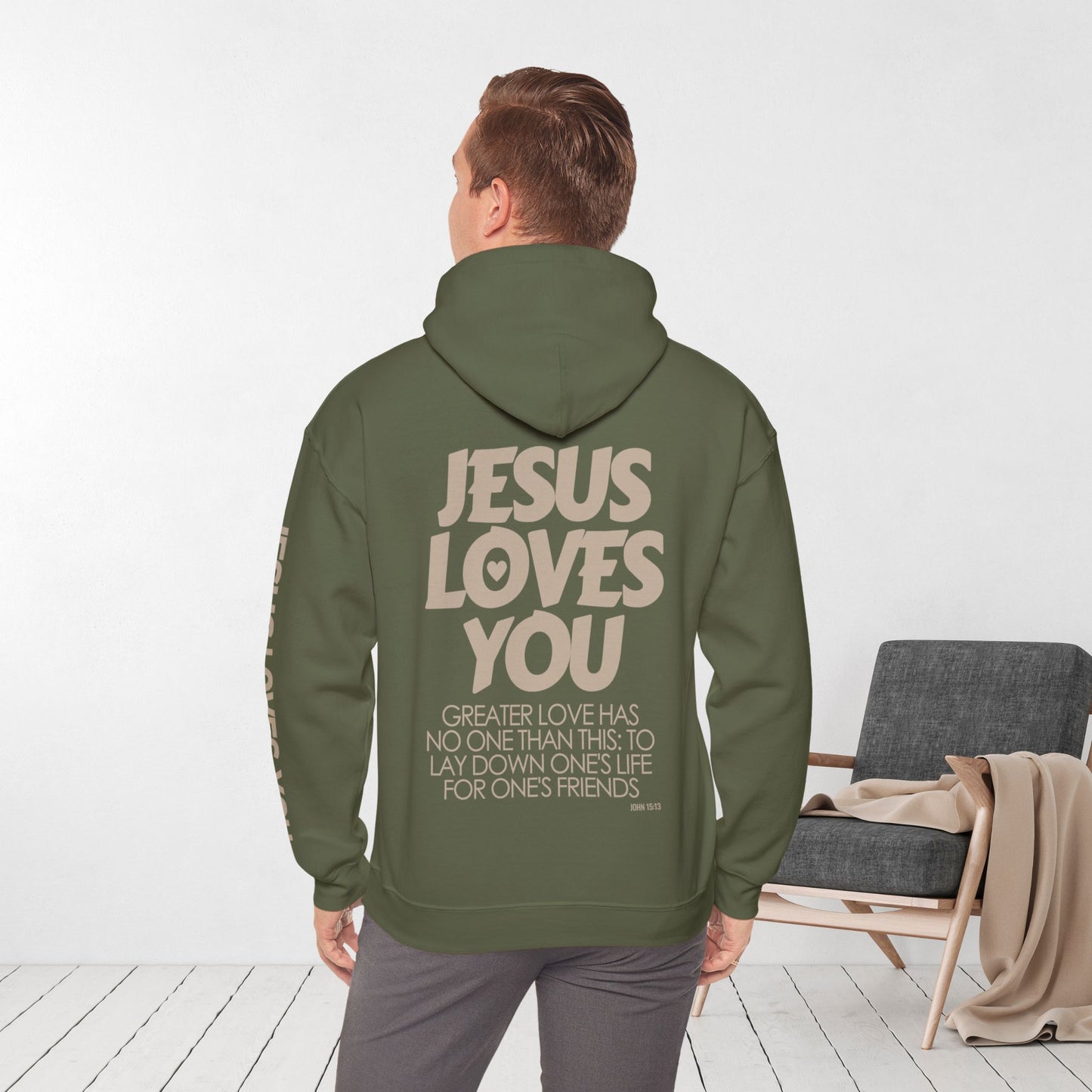 Jesus Loves You Hoodie - John 15:13 Bible Verse Christian Hoodie