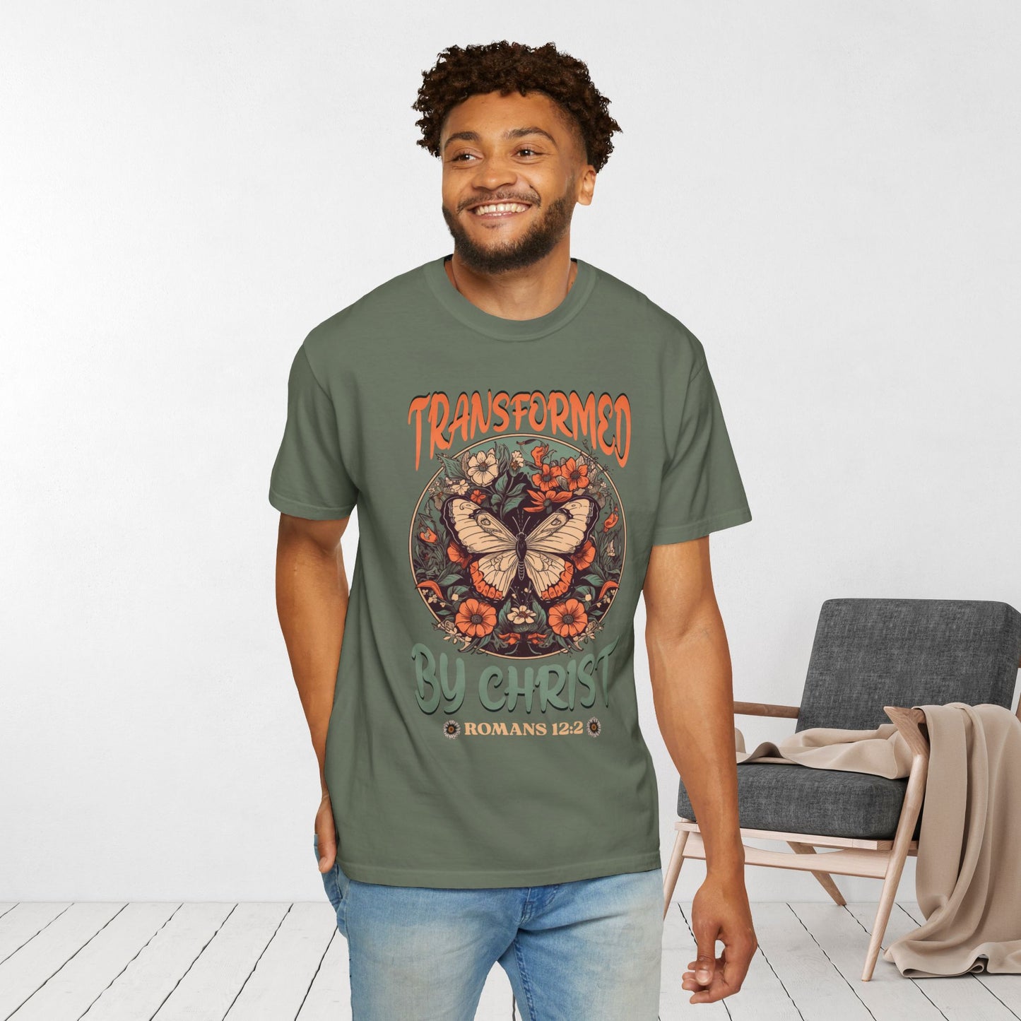 Transformed by Christ Comfort Colors Christian Shirt