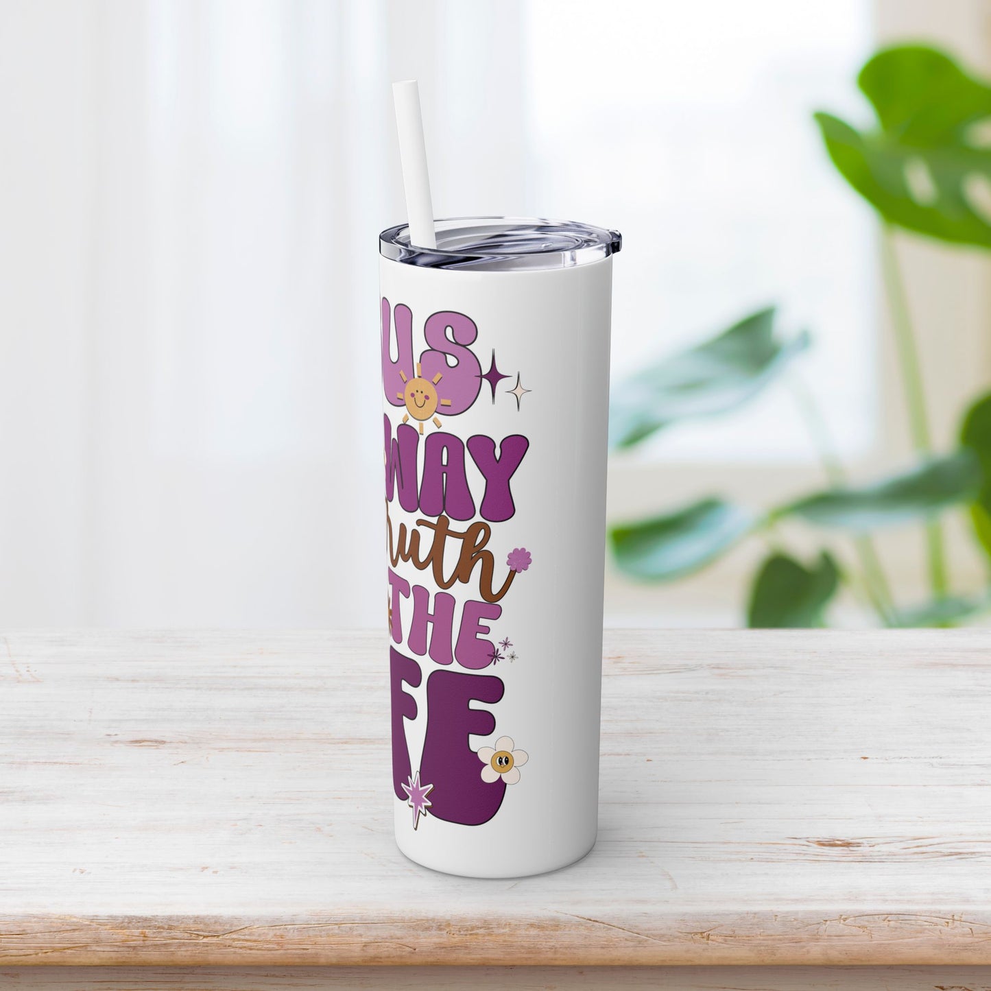 Jesus is The Way The Truth and The Life Skinny Tumbler with Straw - 20oz