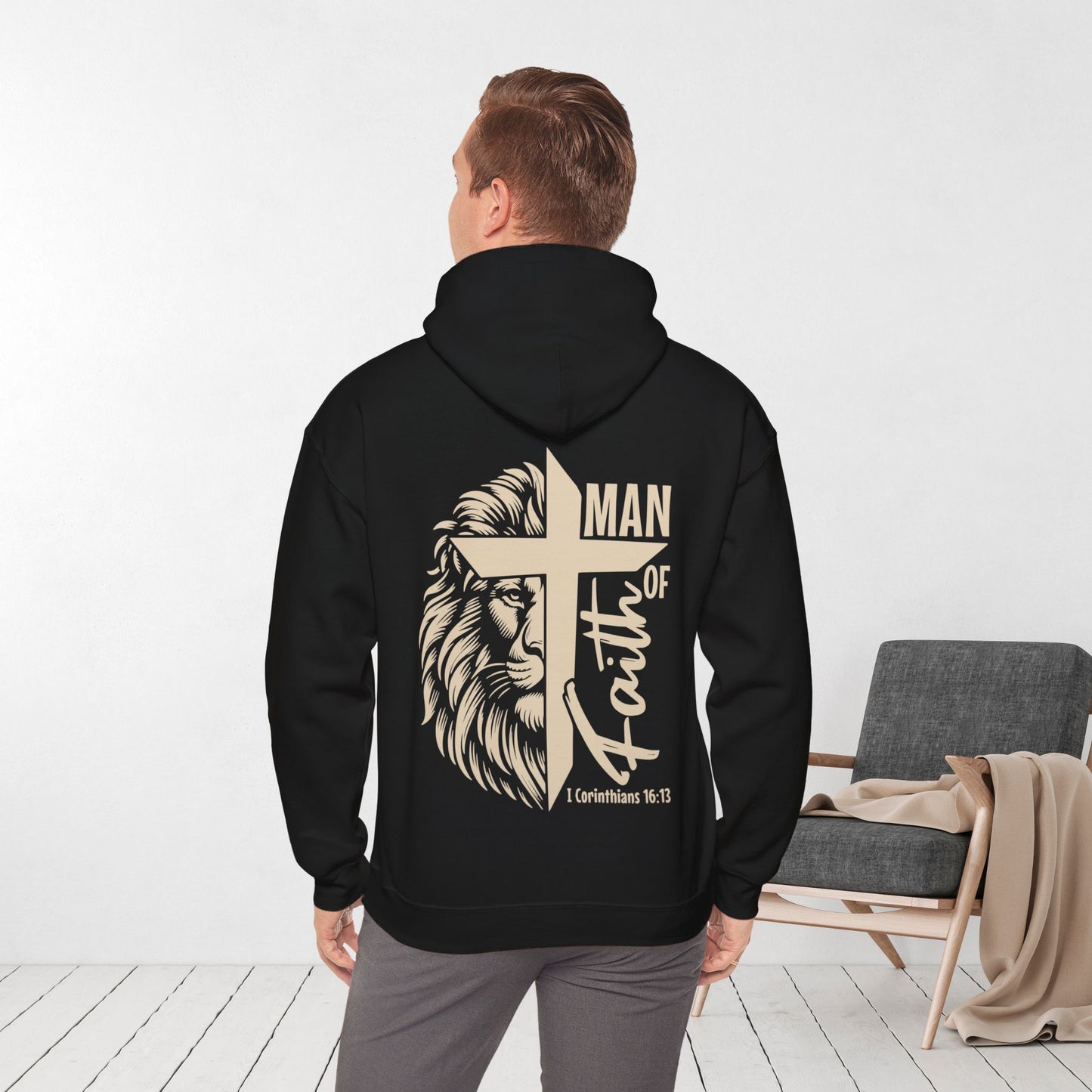 Man of Faith Christian Bible Verse Hoodie - Men's Hoodie