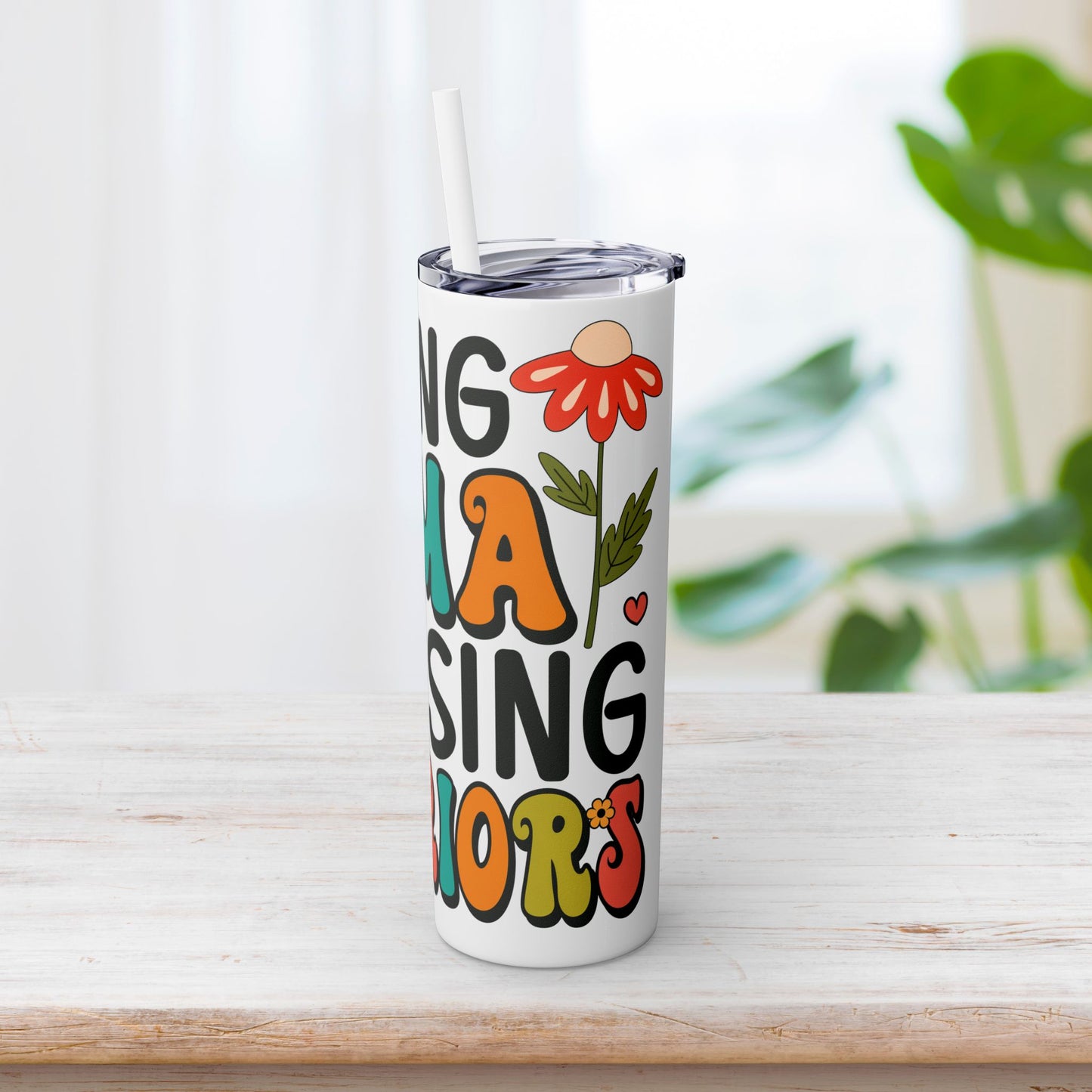 Praying Mama Raising Warriors Skinny Tumbler with Straw - 20oz