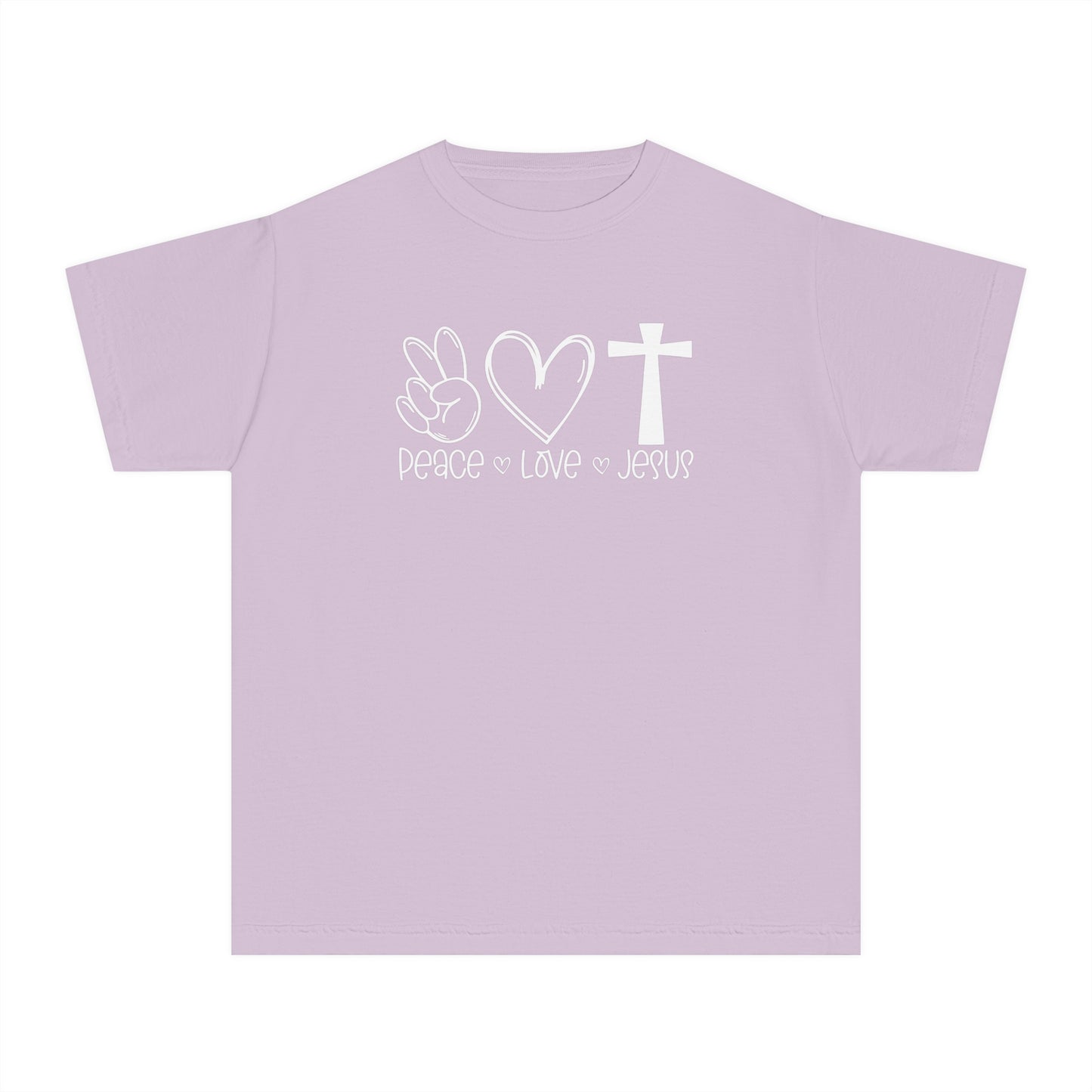 Peace Love Jesus Comfort Colors Youth Christian Shirt