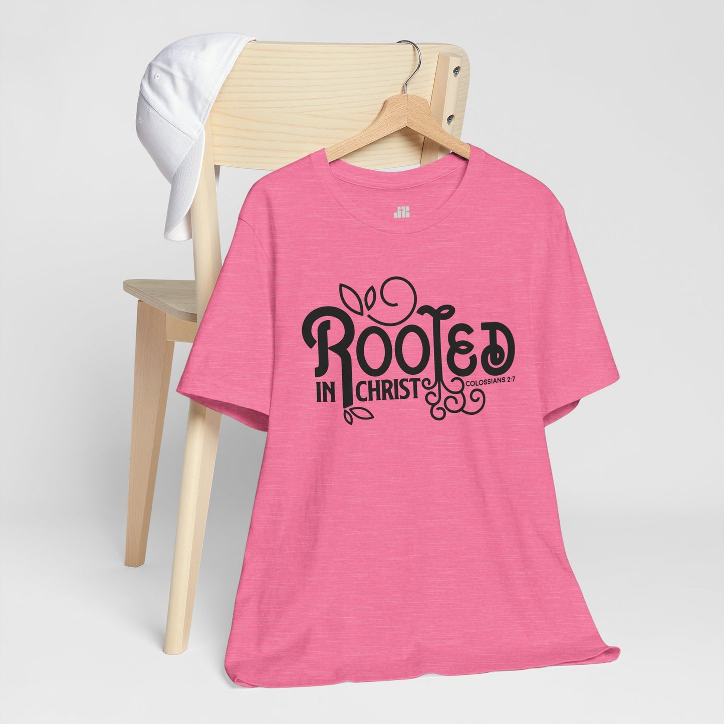 Rooted in Christ Soft Cotton Tee - Bible Verse Christian T-shirt