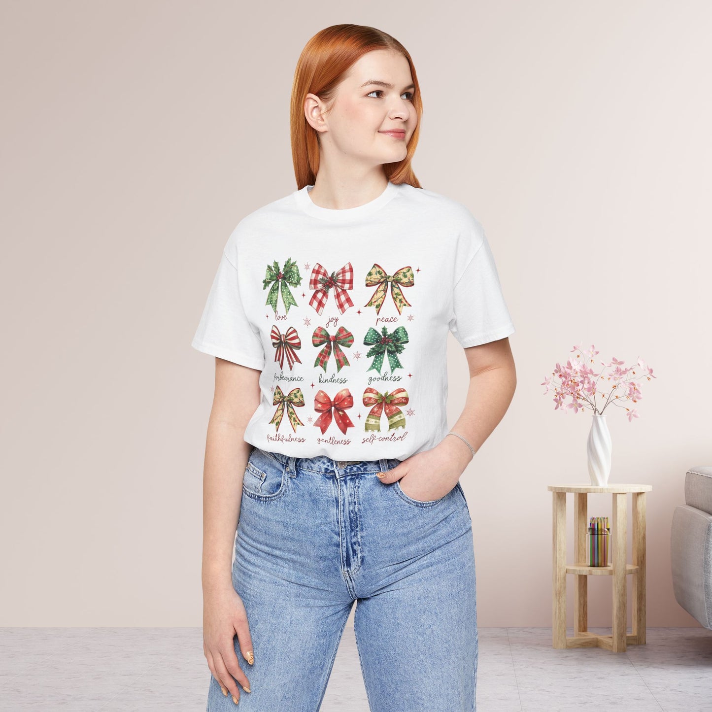 Christmas Fruit of the Spirit Soft Cotton Tee - Holiday Christian Shirt