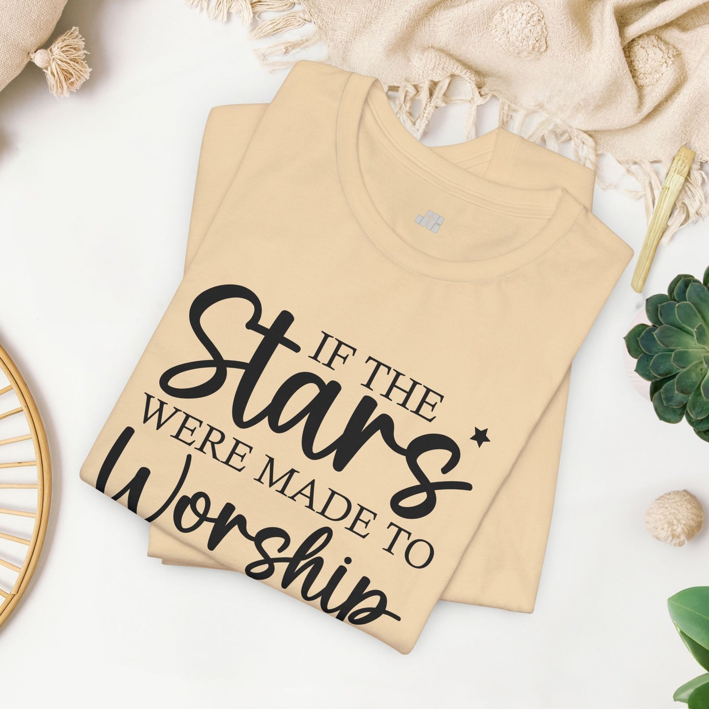 If The Stars Were Made To Worship So Will I Soft Cotton Tee - Christian Tee