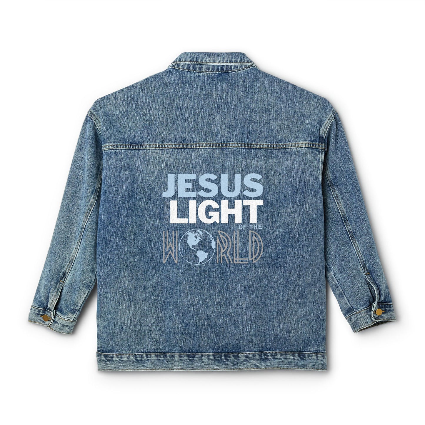 Jesus is the Light of the World Women's Denim Jacket - Christian Denim Jacket