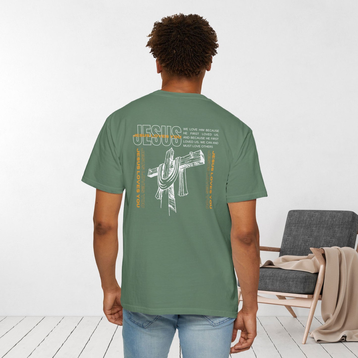 Comfort Colors Men's Jesus Loves You Bible Verse Shirt