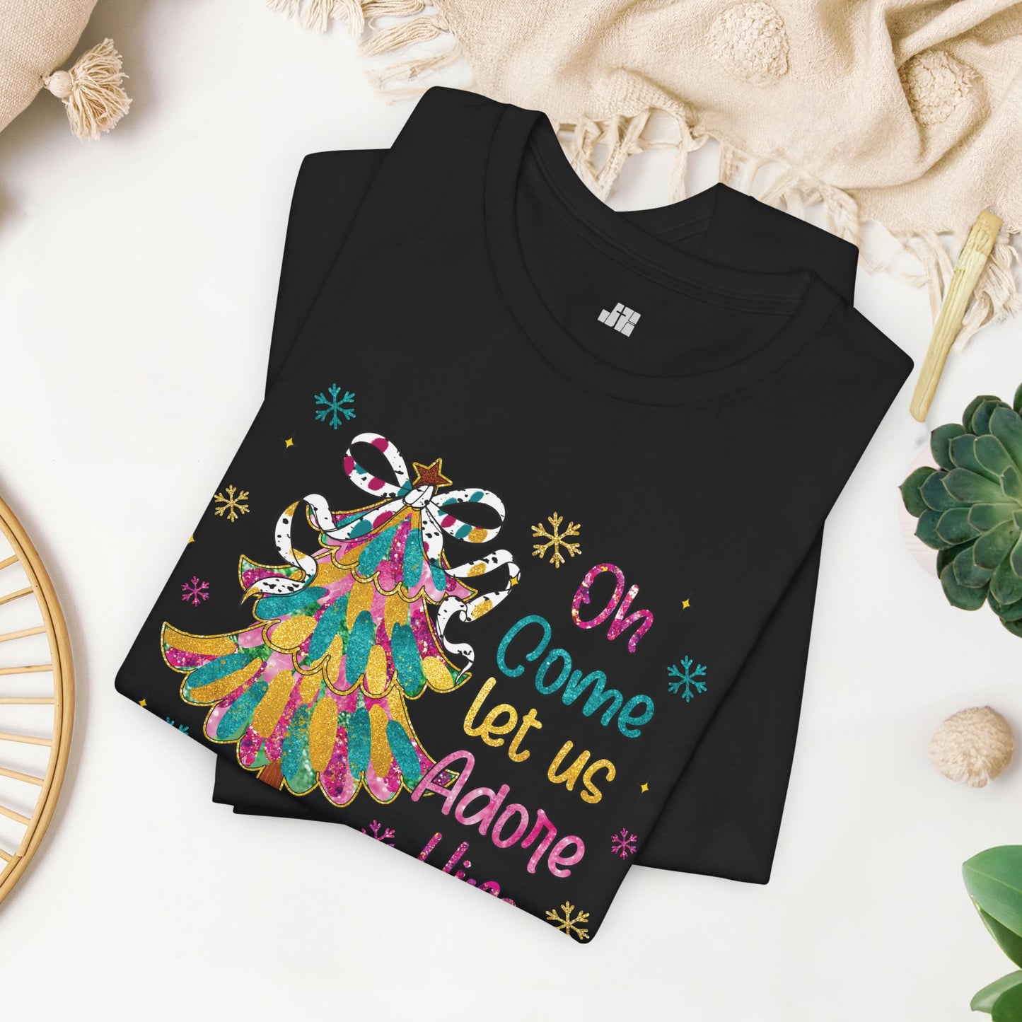 Oh Come Let Us Adore Him Soft Cotton Tee - Holiday Christian Shirt