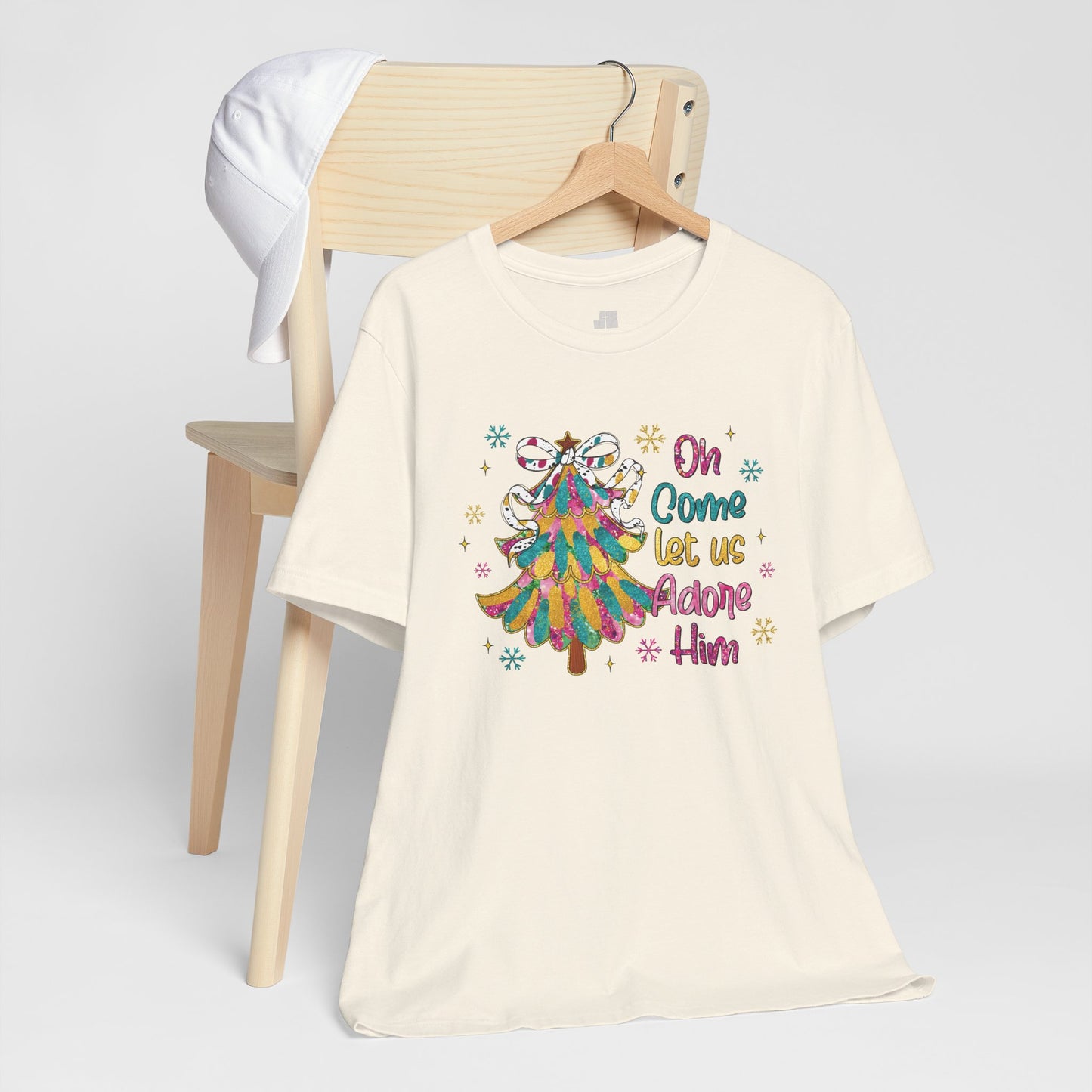 Oh Come Let Us Adore Him Soft Cotton Tee - Holiday Christian Shirt