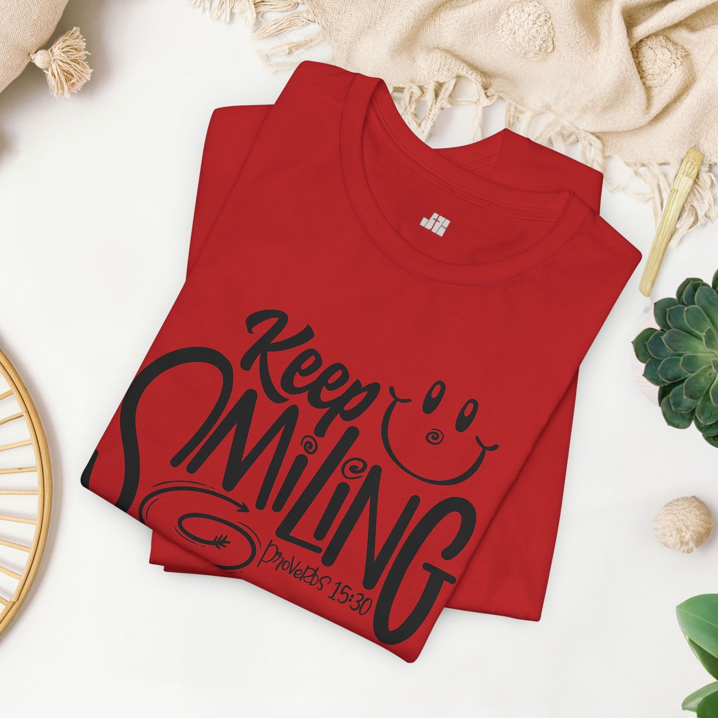 Keep Smiling Soft Cotton Tee - Bible Verse Christian Tee