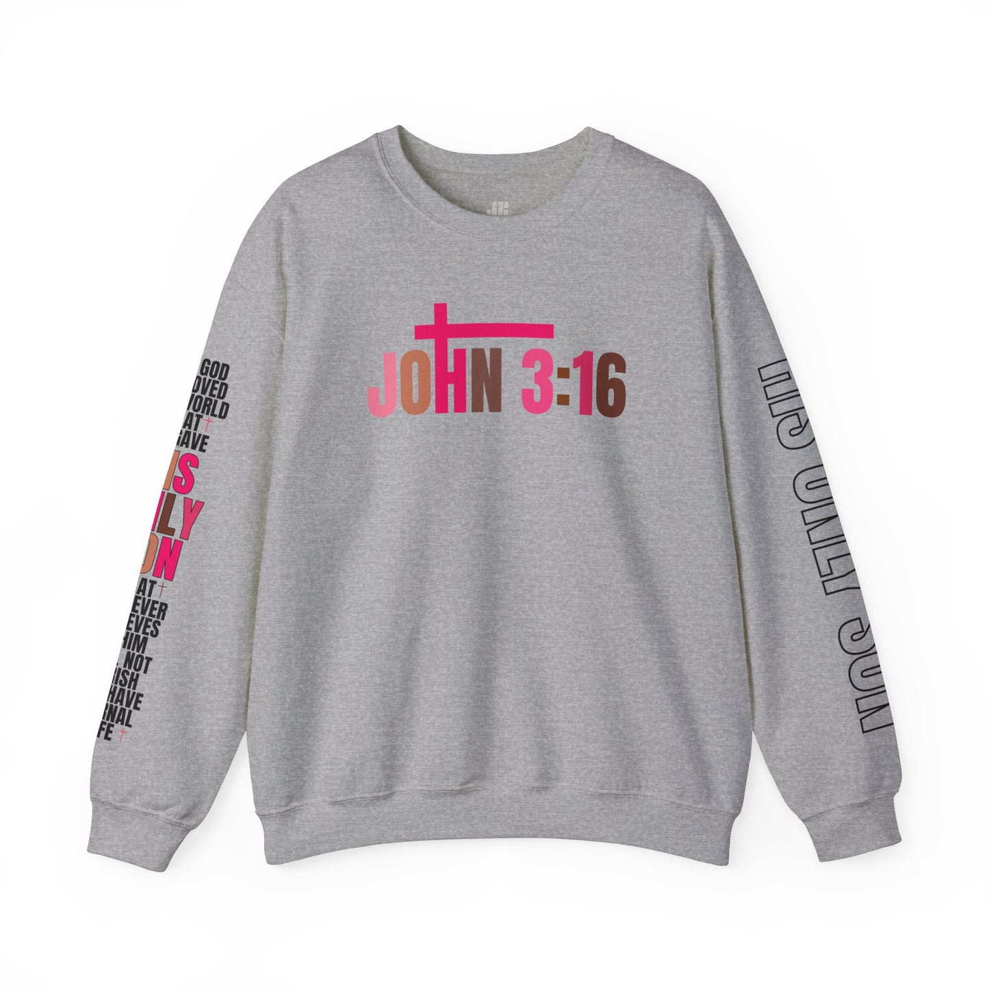 Pink His Only Son John 3:16 Bible Verse Christian Sweatshirt