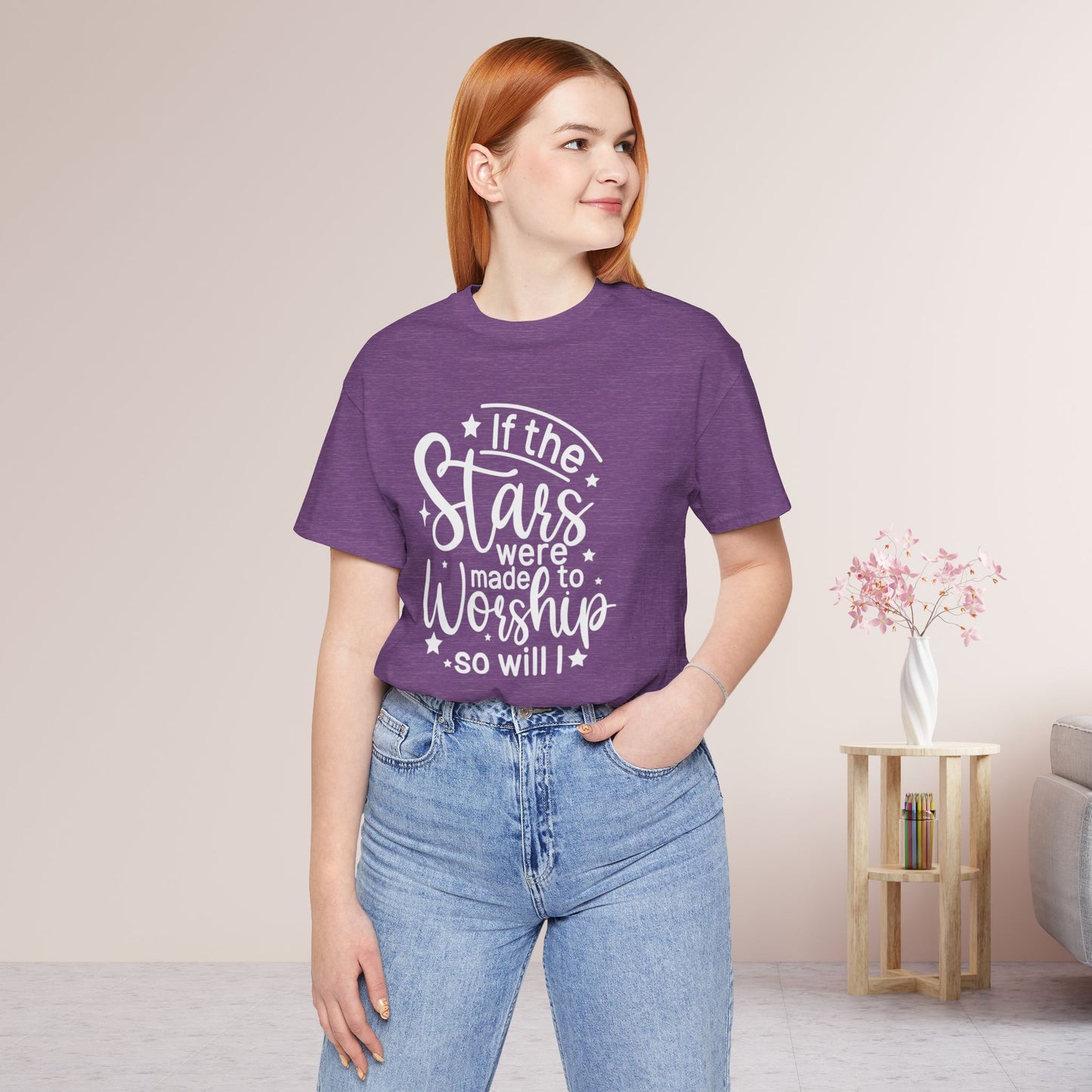 If The Stars Were Made To Worship So Will I Soft Cotton Tee - Christian Shirt