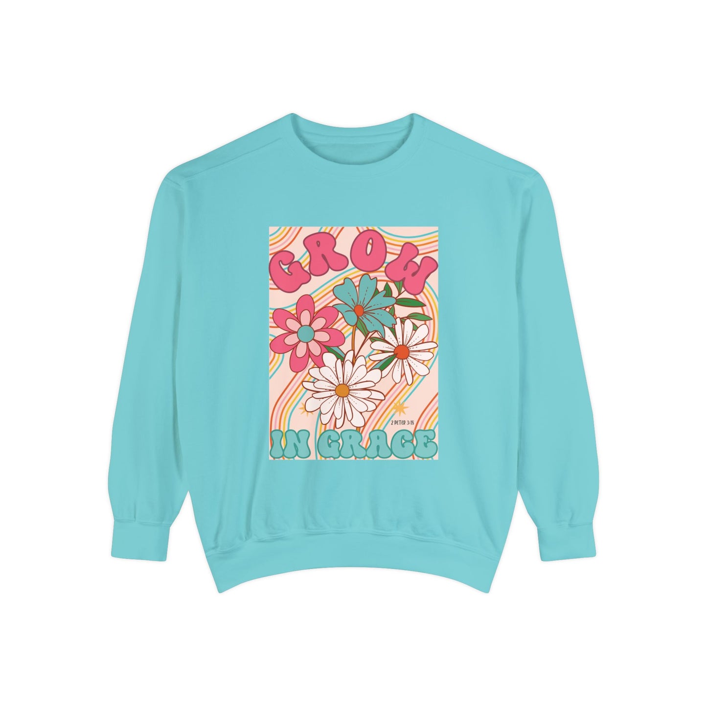 Comfort Colors Groovy Grow in Grace Sweatshirt - Bible Verse Shirt 2 Peter 3:18