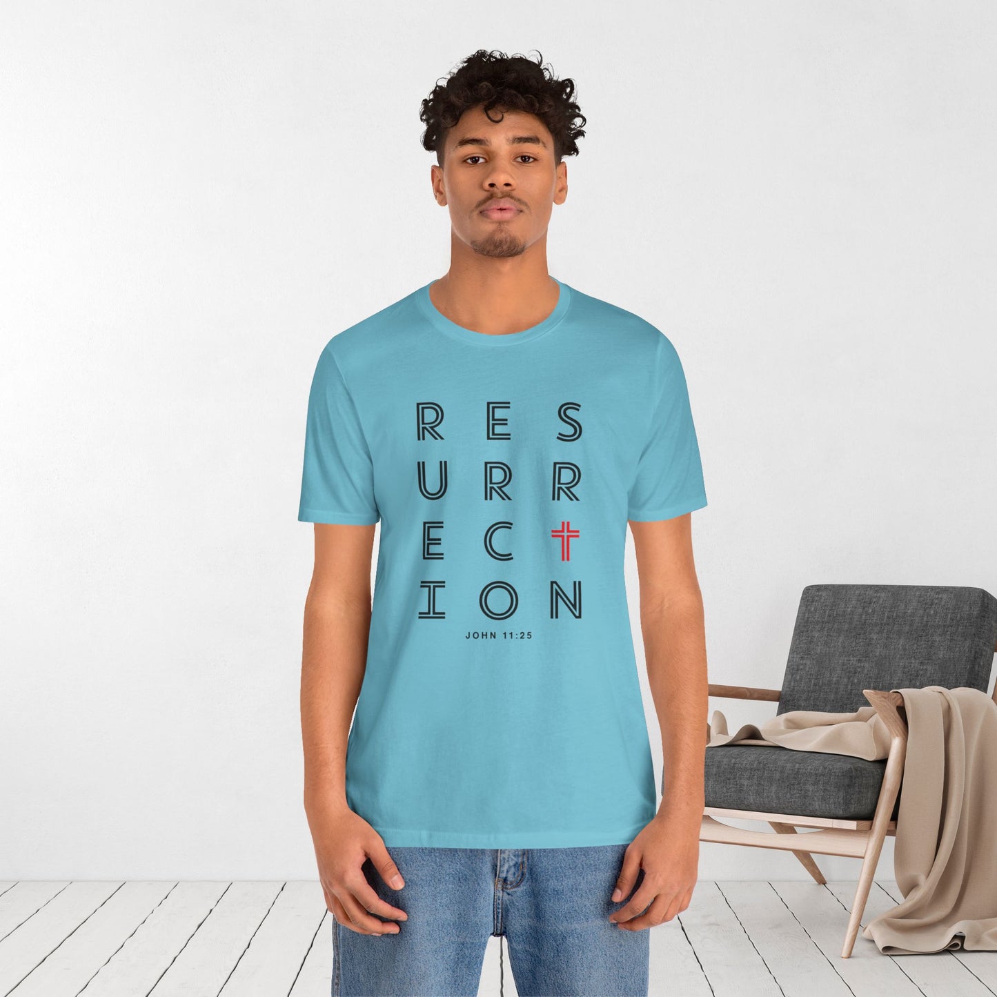 Resurrection Soft Cotton Tee - John 11:25 Bible Verse Christian Tee