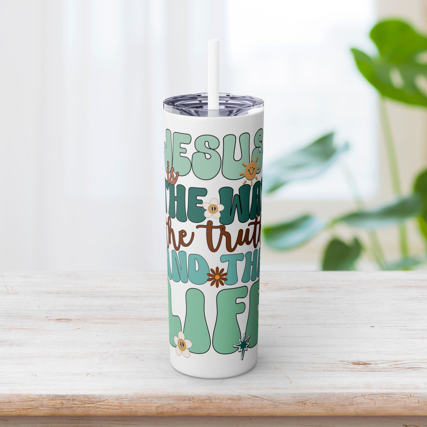 Jesus is The Way The Truth and The Life Skinny Tumbler with Straw - 20oz