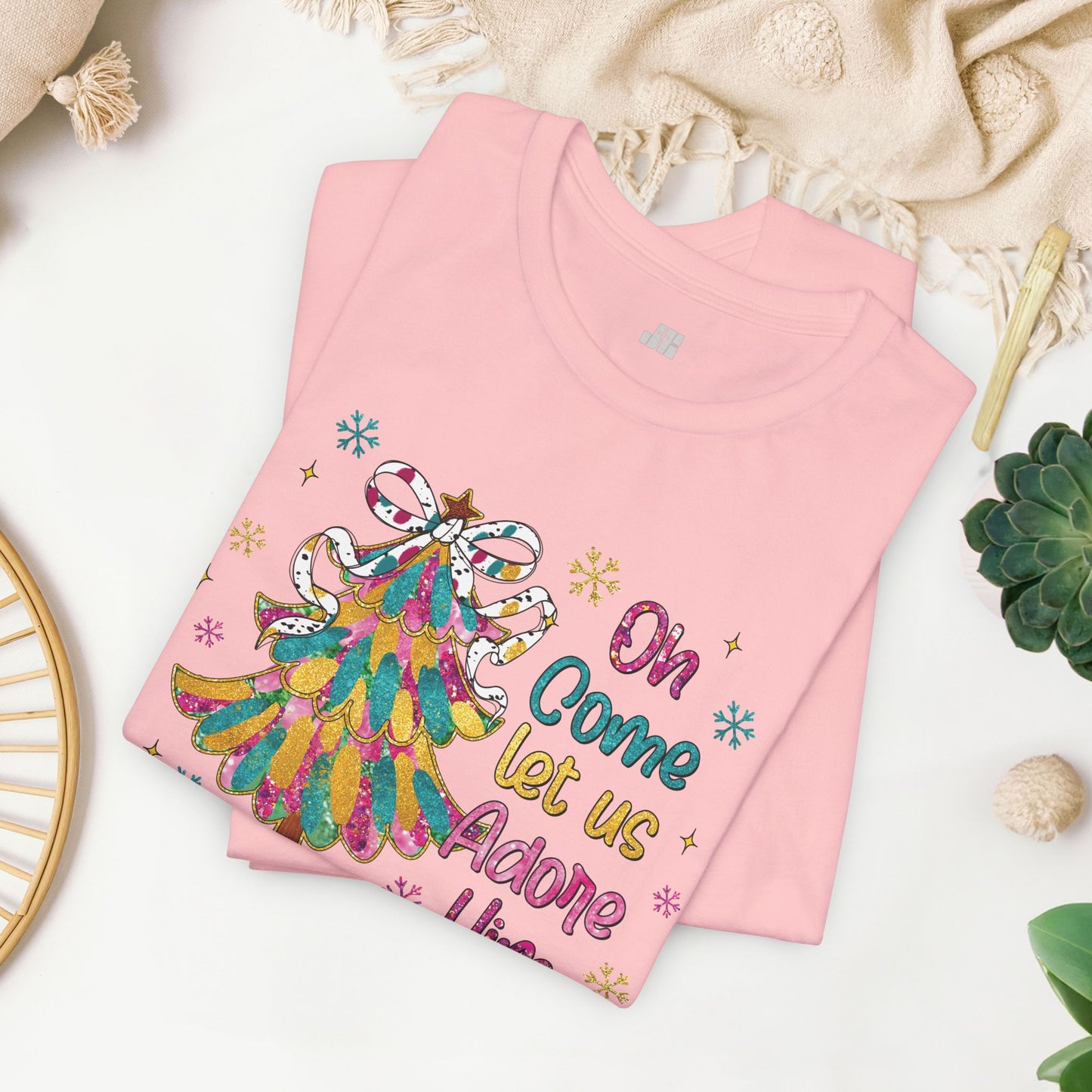 Oh Come Let Us Adore Him Soft Cotton Tee - Holiday Christian Shirt