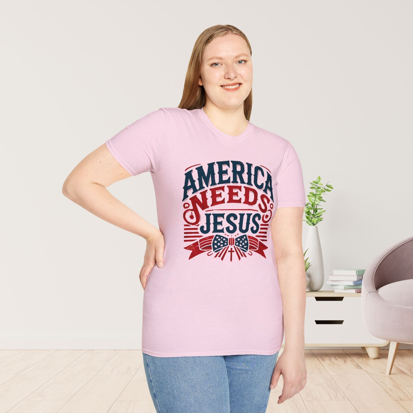 America Needs Jesus Softstyle T-shirt